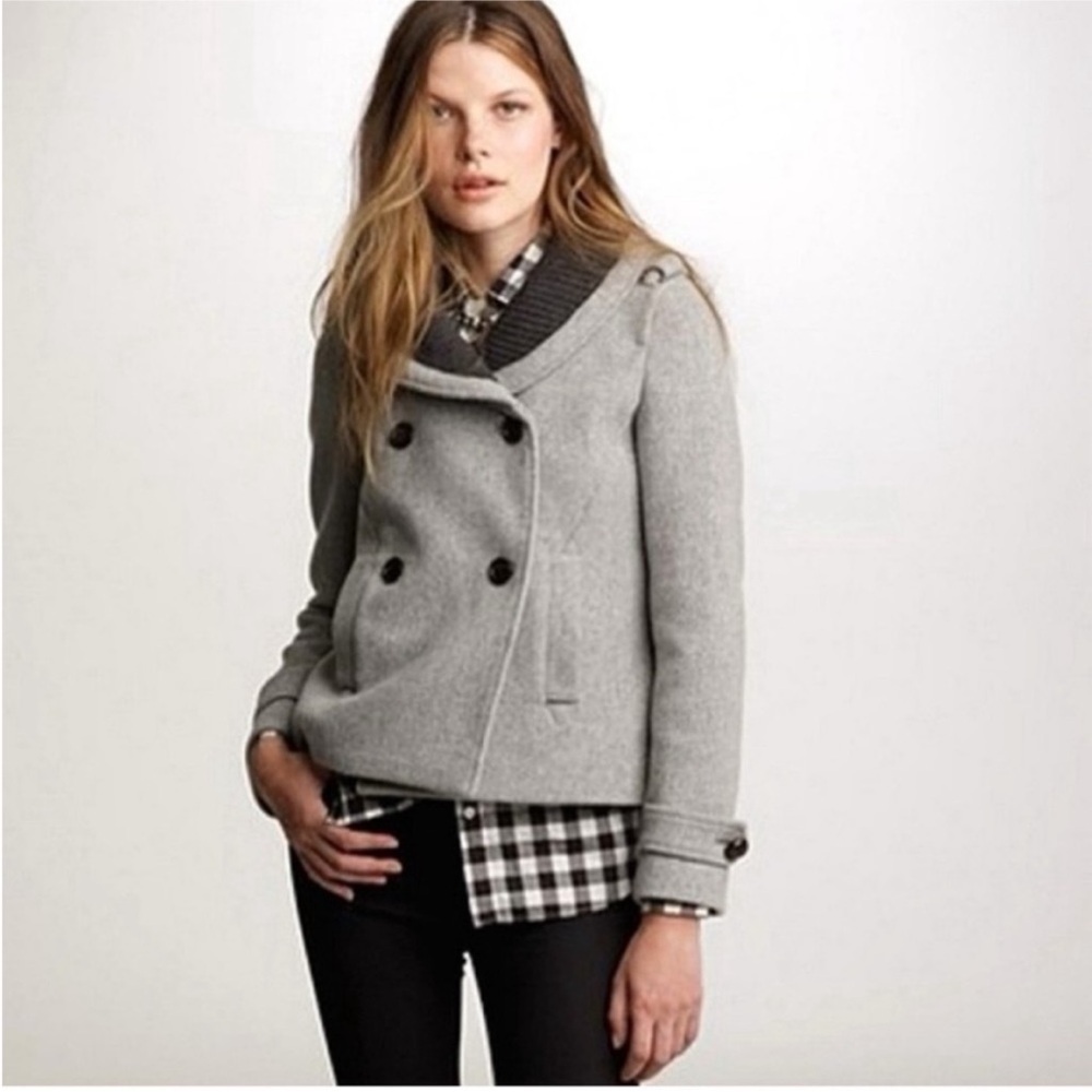 J. Crew Textured Gray Stadium Cloth Coat